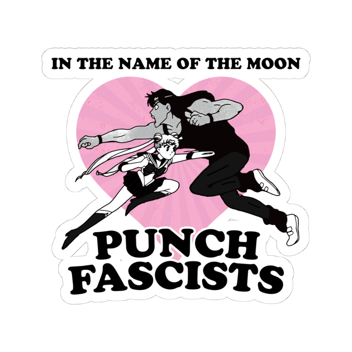 in the name of the moon, punch fascists sticker